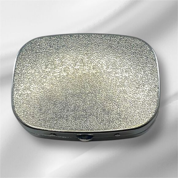 Jeweled Crown Pillbox, Compact With Mirror, Pink, Push Button Opening - Picture 2 of 8